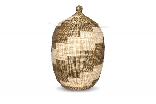 Panier Â« Ngaye Â» Chocolat et beige, en osier et plastique recyclÃ© - Matou DÃ©co