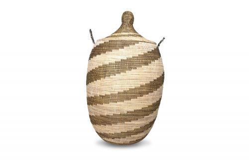 Panier Â« Ngaye Â» Chocolat et beige, en osier et plastique recyclÃ© - Matou DÃ©co
