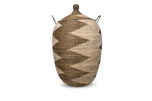 Panier Â« Ngaye Â» Chocolat et beige, en osier et plastique recyclÃ© - Matou DÃ©co