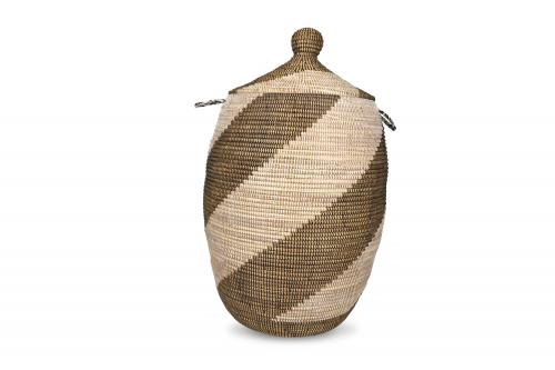 Panier Â« Ngaye Â» Chocolat et beige, en osier et plastique recyclÃ© - Matou DÃ©co