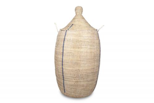 Panier Â« Ngaye Â» Bleu et blanc, en osier et plastique recyclÃ© - Matou DÃ©co